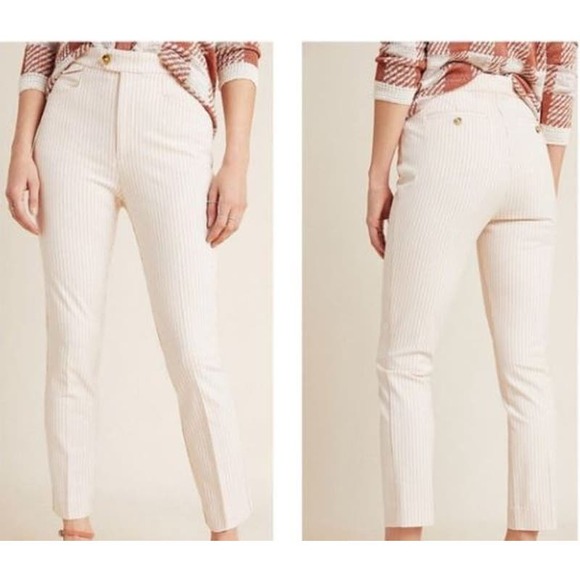 Anthropologie Essential Slim Strip Crop Pants Trousers Womens Size 10 - Picture 2 of 10